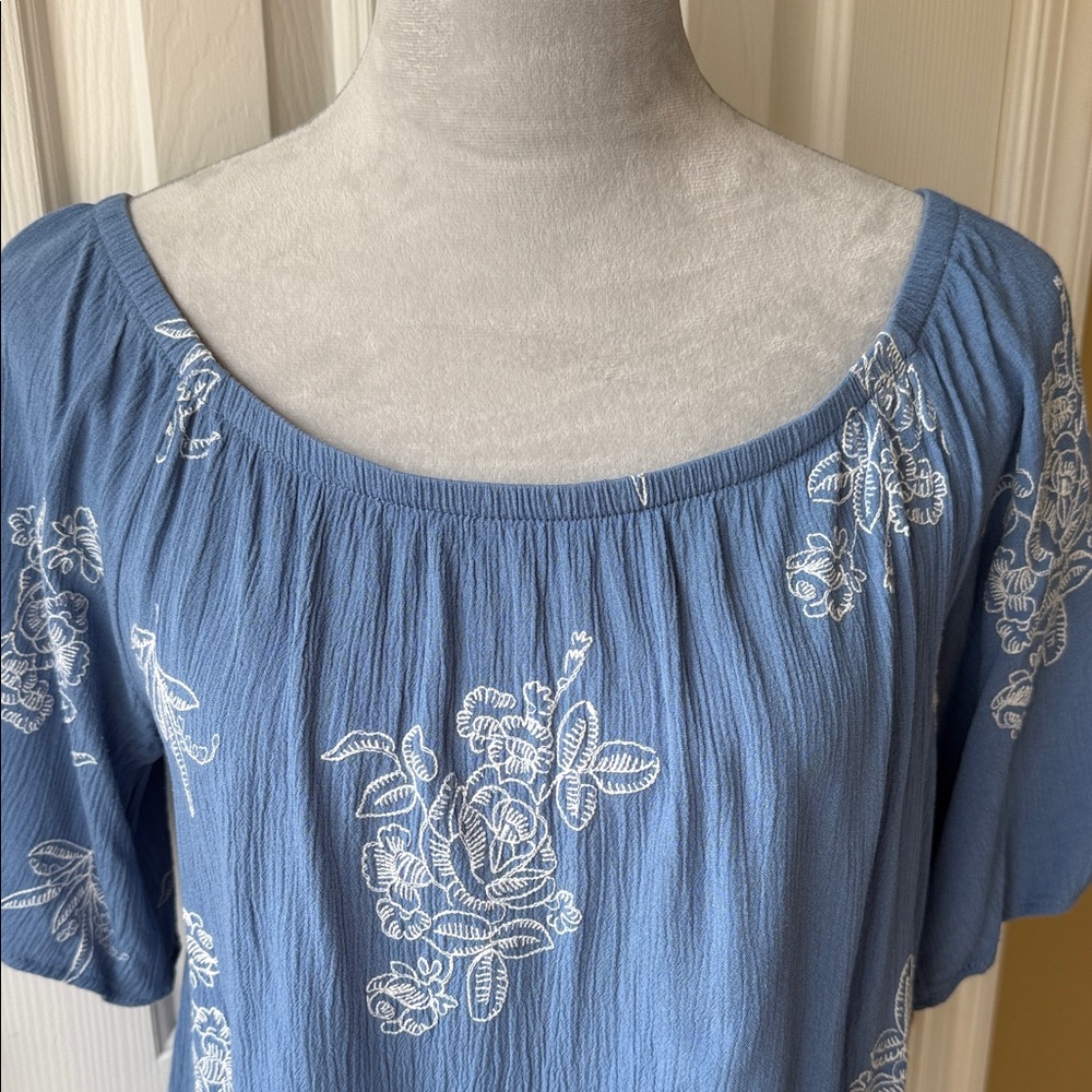 Honey Belle M Blue Floral Top - Picture 3 of 6